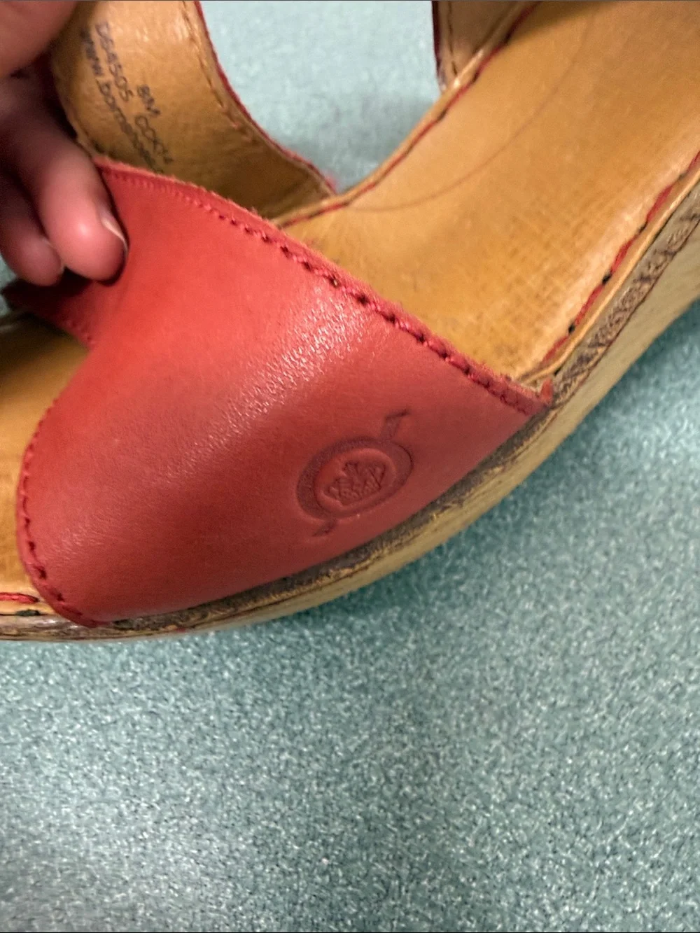 Born Red Leather Wedge Sandals Women’s 8